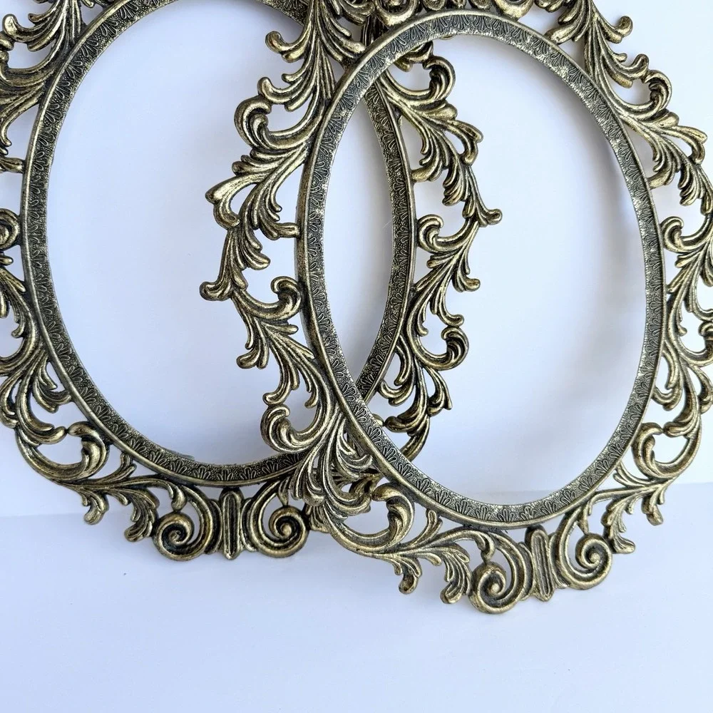 Vtg Metallic Gold Brass Picture Frames Only Wall Décor Baroque Hollywood Regency